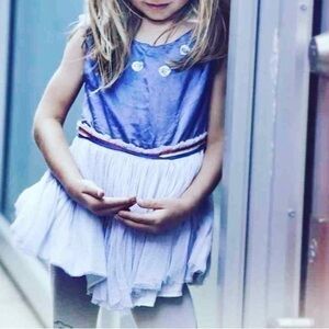 Wovenplay Girls Ruffle Tiered 100% Cotton Twirl Skirt Gray Red White Blue 6